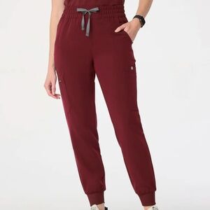 Figs Women's Burgundy High Waisted Zamora Scrub Pant - MP